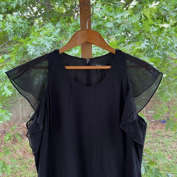 Theory Women's Round Neck Midi Dress Black Size 8 - Picture 4 of 10